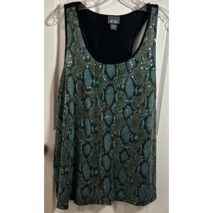 Dots Tank Top Size 2X Multicolor Sequin Scoop Neck Summer Party